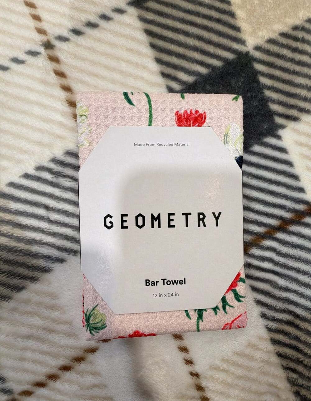 Geometry Bar Towel 12 in x 24 in Floral Pink Microfiber